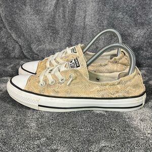 Converse Shoes Women size 7 All Stars Slip On Sneakers Tan White Snake Print Can